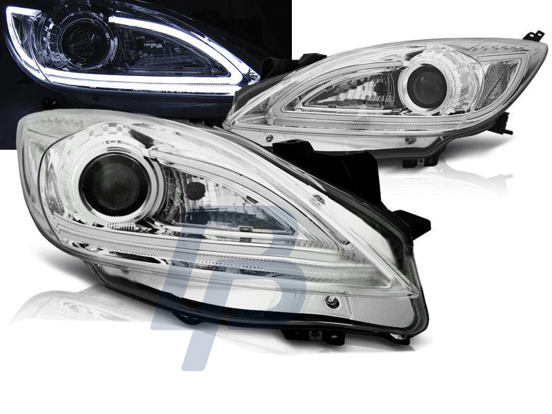 HEADLIGHTS MAZDA 3 09-10.13 TUBE LIGHT CHROME - 5