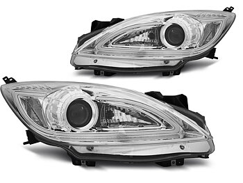 HEADLIGHTS MAZDA 3 09-10.13 TUBE LIGHT CHROME