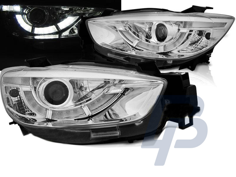 HEADLIGHTS MAZDA CX5 11-15 CHROME TRUE DRL - 4