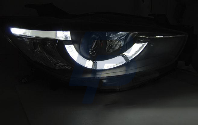 HEADLIGHTS MAZDA CX5 11-15 BLACK TRUE DRL XENON - 2