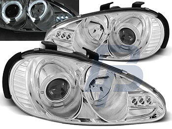 HEADLIGHTS MAZDA MX3 91-98 ANGEL EYES CHROME