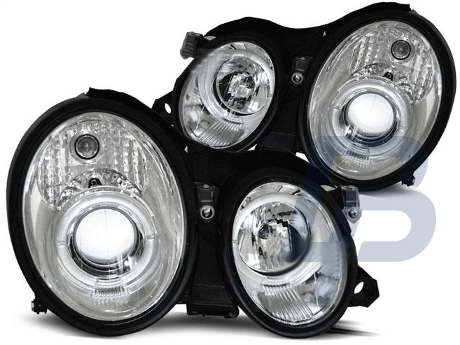HEADLIGHTS MERCEDES W208 CLK 03.97-04.02 ANGEL EYES CHROME - 2