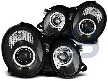 HEADLIGHTS MERCEDES W208 CLK 03.97-04.02 ANGEL EYES BLACK