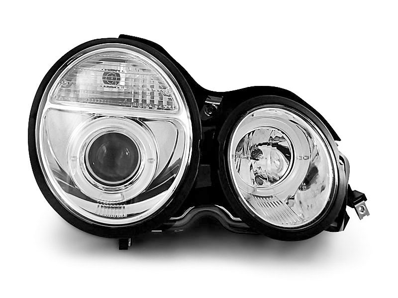 HEADLIGHTS MERCEDES W210 E-CLASS 95-05.99 ANGEL EYES CHROME