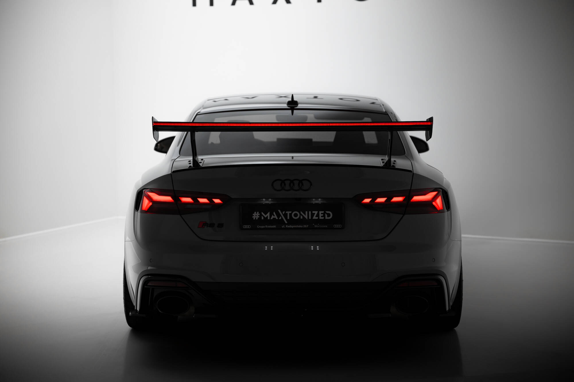 CARBON SPOILER WITH EXTERNAL BRACKETS UPRIGHTS V.1 + LED SUITABLE FOR AUDI A5 / A5 S-LINE / S5 / RS5 COUPE F5 / F5 FACELIFT – MAXTON DESIGN - 18
