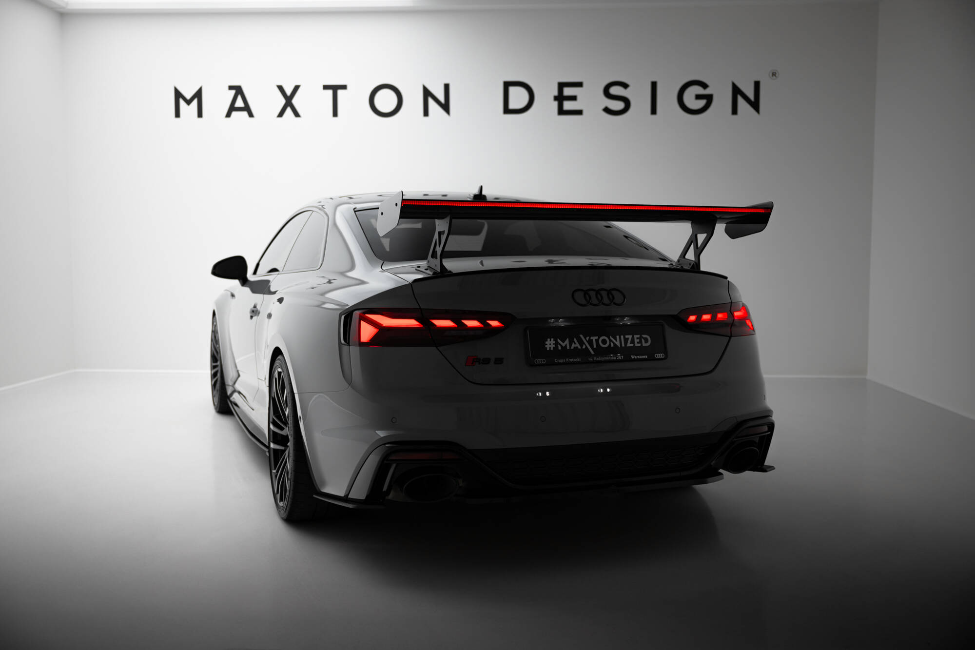 CARBON SPOILER WITH EXTERNAL BRACKETS UPRIGHTS V.1 + LED SUITABLE FOR AUDI A5 / A5 S-LINE / S5 / RS5 COUPE F5 / F5 FACELIFT – MAXTON DESIGN - 5