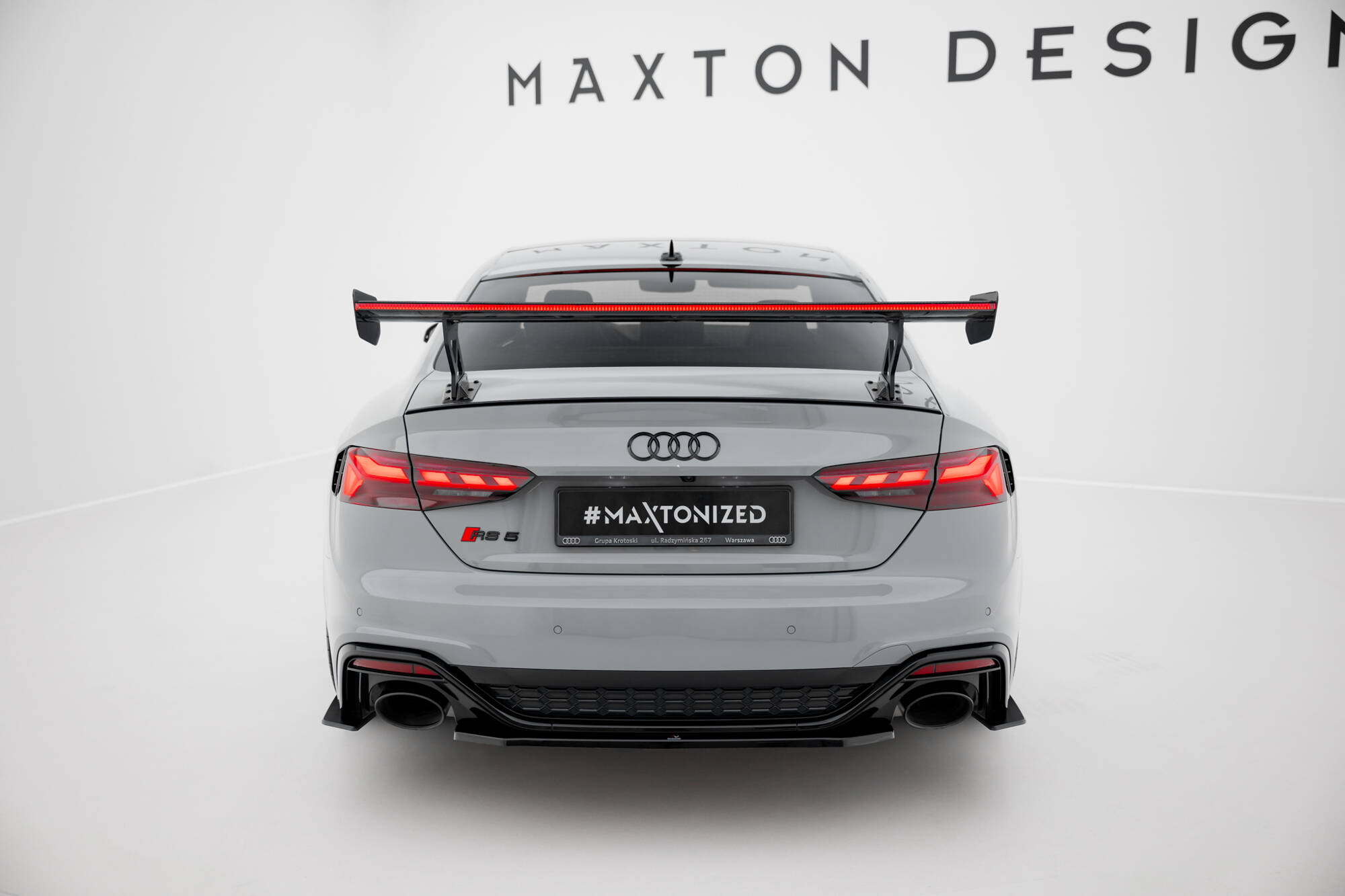 CARBON SPOILER WITH EXTERNAL BRACKETS UPRIGHTS V.1 + LED SUITABLE FOR AUDI A5 / A5 S-LINE / S5 / RS5 COUPE F5 / F5 FACELIFT – MAXTON DESIGN - 3