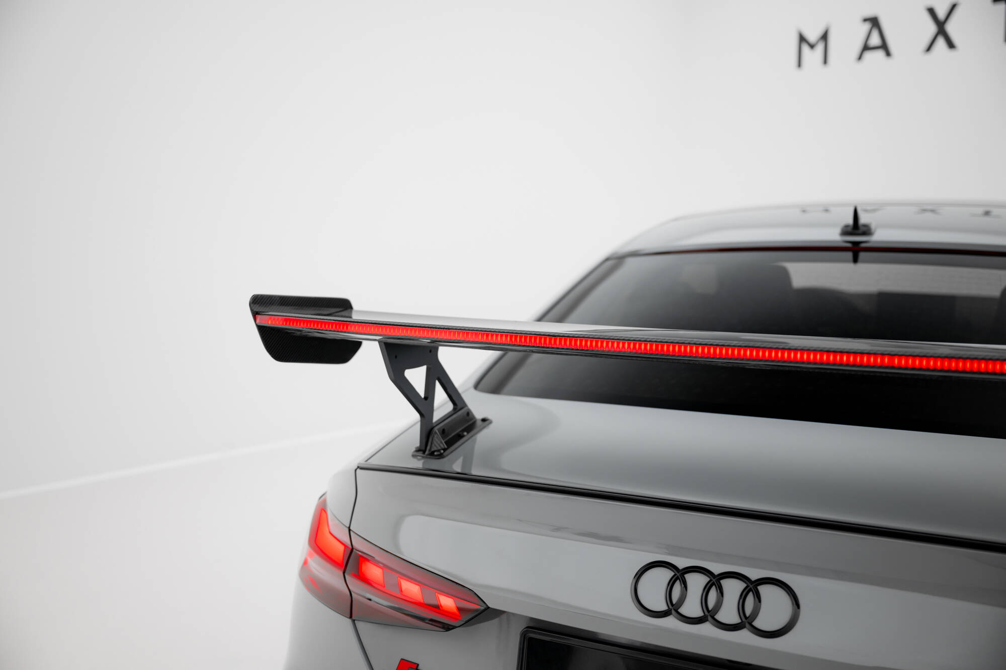 CARBON SPOILER WITH EXTERNAL BRACKETS UPRIGHTS V.1 + LED SUITABLE FOR AUDI A5 / A5 S-LINE / S5 / RS5 COUPE F5 / F5 FACELIFT – MAXTON DESIGN - 2