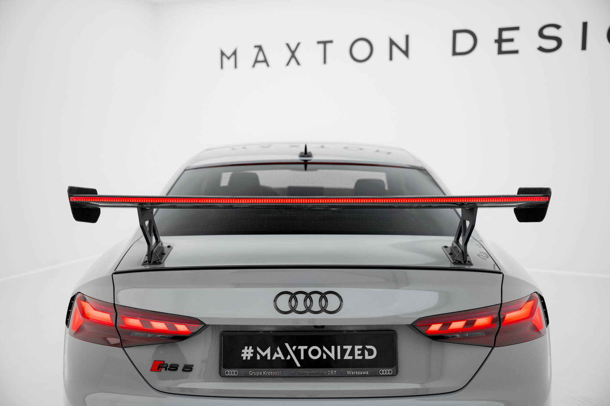 CARBON SPOILER WITH EXTERNAL BRACKETS UPRIGHTS V.1 + LED SUITABLE FOR AUDI A5 / A5 S-LINE / S5 / RS5 COUPE F5 / F5 FACELIFT – MAXTON DESIGN - 4