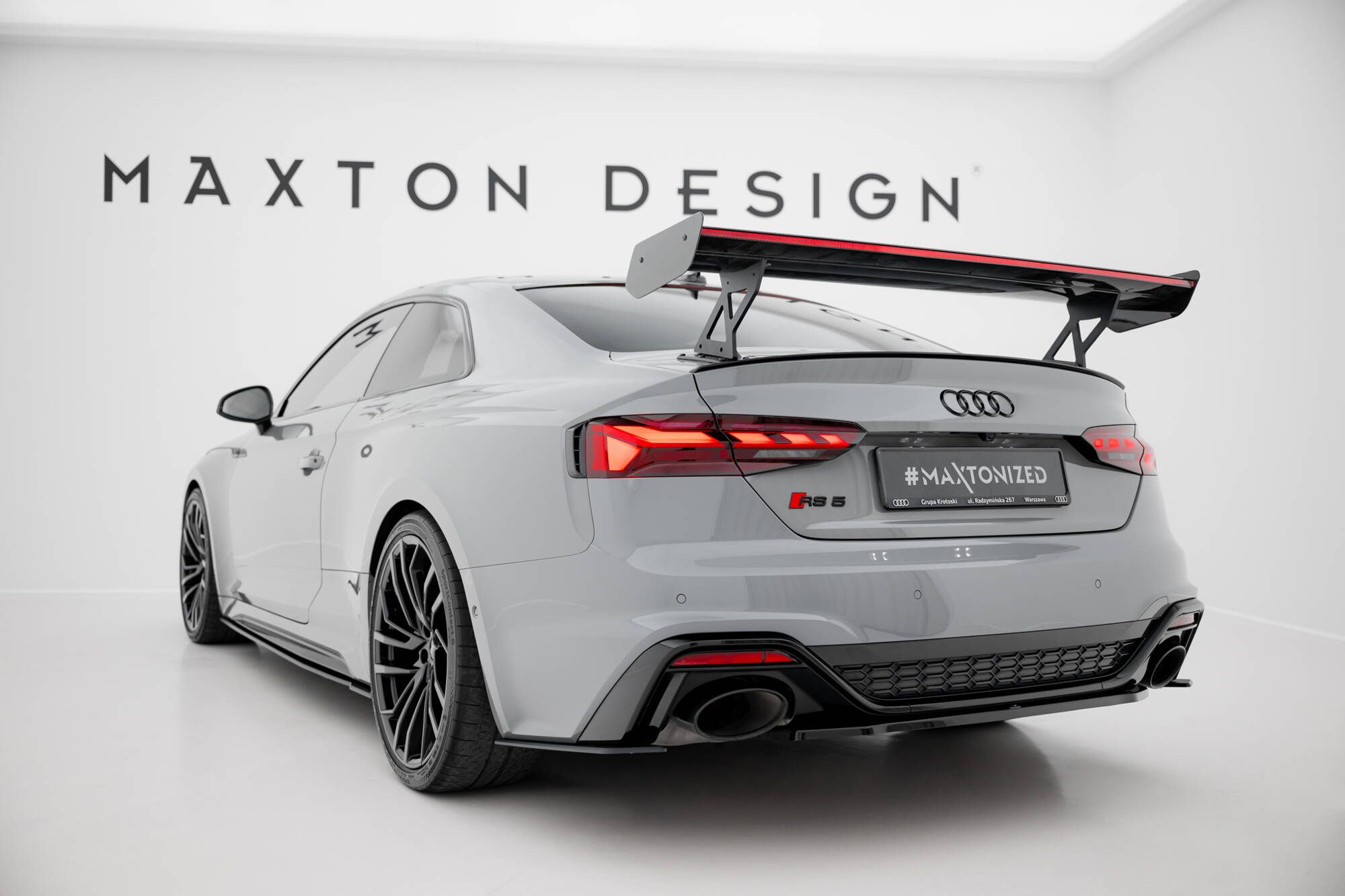 CARBON SPOILER WITH EXTERNAL BRACKETS UPRIGHTS V.1 + LED SUITABLE FOR AUDI A5 / A5 S-LINE / S5 / RS5 COUPE F5 / F5 FACELIFT – MAXTON DESIGN - 6