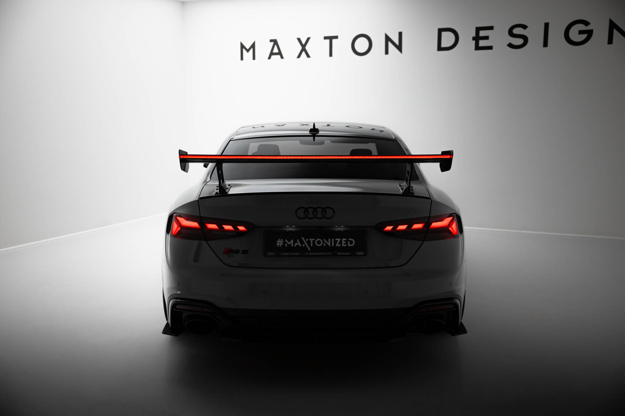 CARBON SPOILER WITH EXTERNAL BRACKETS UPRIGHTS V.2 + LED SUITABLE FOR AUDI A5 / A5 S-LINE / S5 / RS5 COUPE F5 / F5 FACELIFT – MAXTON DESIGN - 12