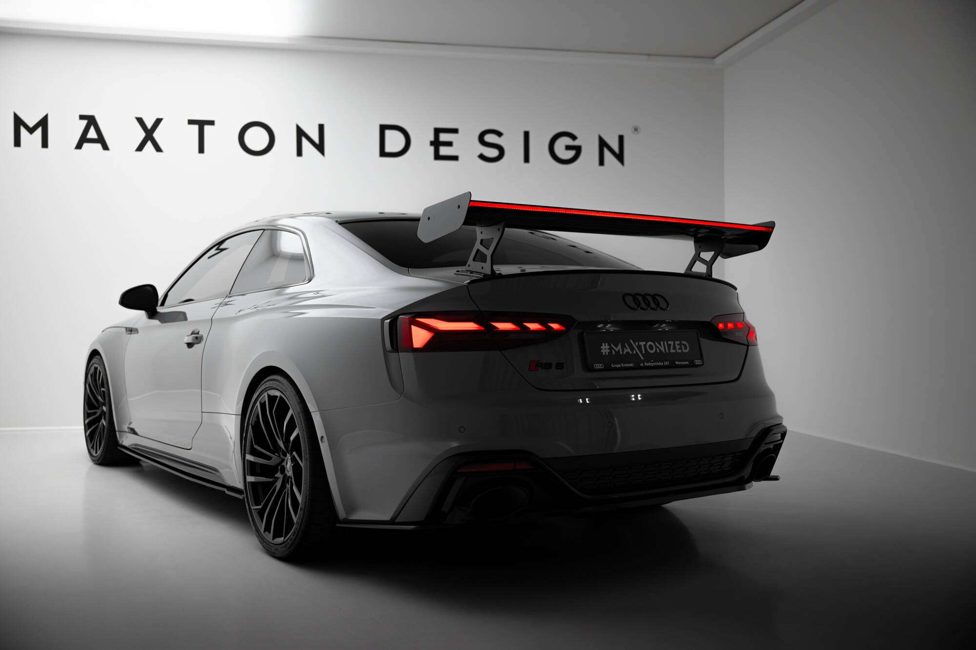 CARBON SPOILER WITH EXTERNAL BRACKETS UPRIGHTS V.2 + LED SUITABLE FOR AUDI A5 / A5 S-LINE / S5 / RS5 COUPE F5 / F5 FACELIFT – MAXTON DESIGN - 5