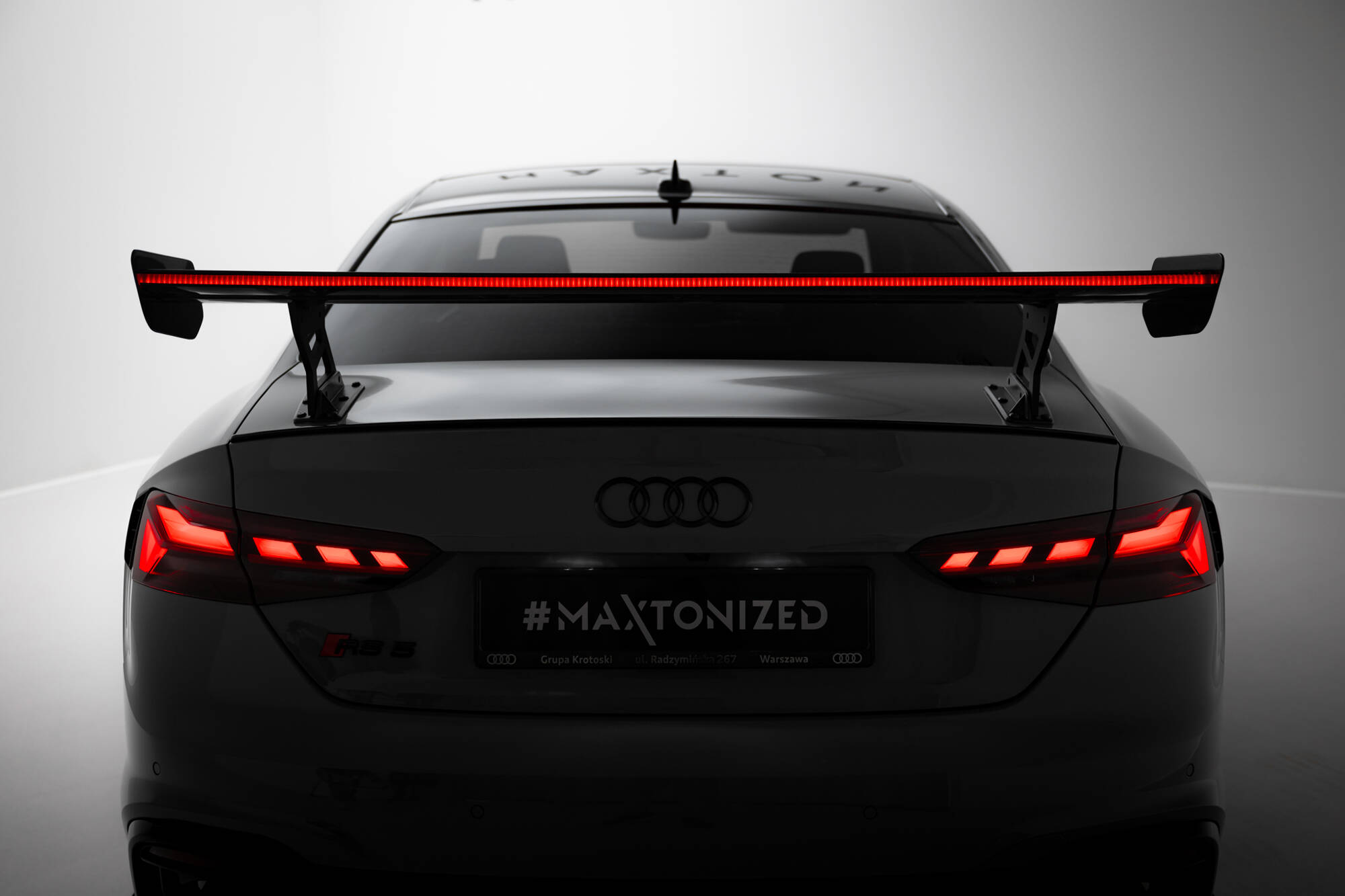 CARBON SPOILER WITH EXTERNAL BRACKETS UPRIGHTS V.2 + LED SUITABLE FOR AUDI A5 / A5 S-LINE / S5 / RS5 COUPE F5 / F5 FACELIFT – MAXTON DESIGN - 4