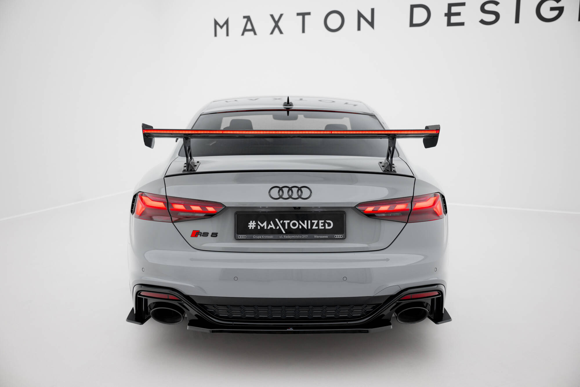 CARBON SPOILER WITH EXTERNAL BRACKETS UPRIGHTS V.2 + LED SUITABLE FOR AUDI A5 / A5 S-LINE / S5 / RS5 COUPE F5 / F5 FACELIFT – MAXTON DESIGN - 2
