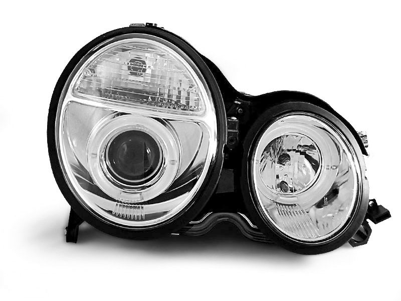 HEADLIGHTS MERCEDES W210 E-CLASS 06.99-02 ANGEL EYES CHROME