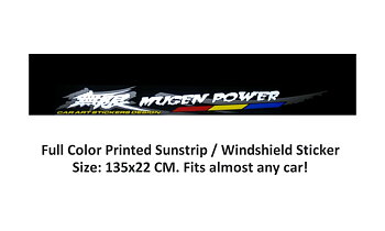 BLACK WINDSHIELD STICKER/SUNSTRIP 135X22CM INCL MUGEN LOGO