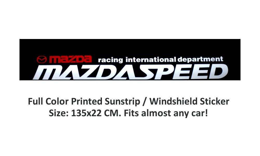 BLACK WINDSHIELD STICKER/SUNSTRIP 135X22CM INCL MAZDA LOGO