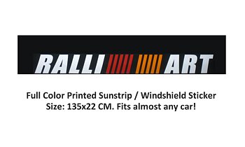 BLACK WINDSHIELD STICKER/SUNSTRIP 135X22CM INC RALLIART LOGO