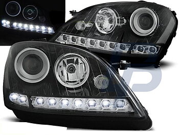 HEADLIGHTS MERCEDES W164 ML M-CLASS 05-07 DAYLIGHT BLACK