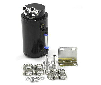 UNIVERSAL OIL CATCH TANK BLACK ROUND + INSTALLATION MATERIAL