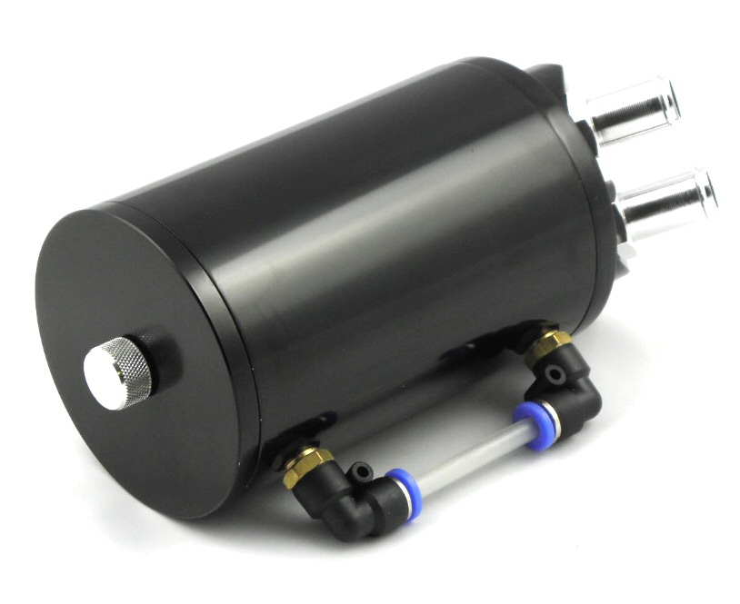 UNIVERSAL OIL CATCH TANK BLACK ROUND + INSTALLATION MATERIAL - 2