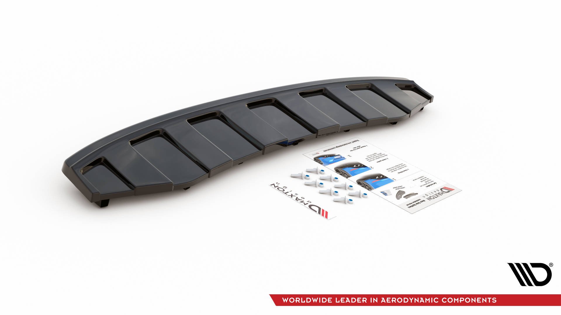 Central Rear Splitter (Vertical Bars) Audi A6 C7 S-Line Avant Exhaust 2X1 (2011-2014) - 2