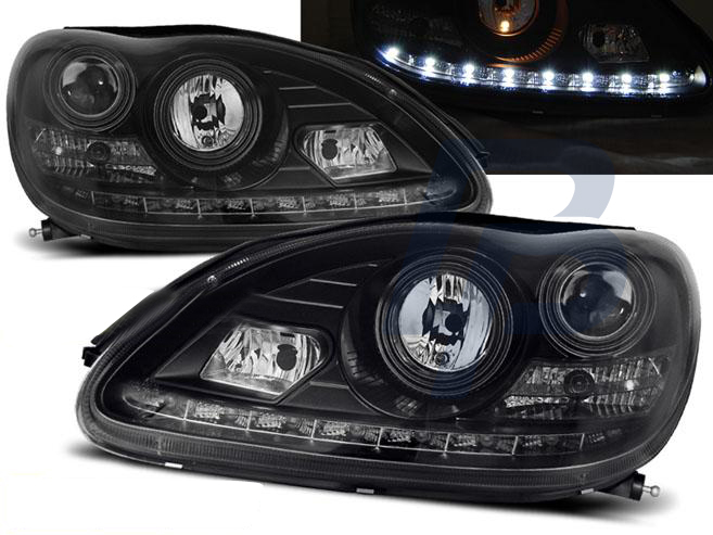 HEADLIGHTS MERCEDES W220 S-CLASS 09.98-05.05 DAYLIGHT BLACK - 2