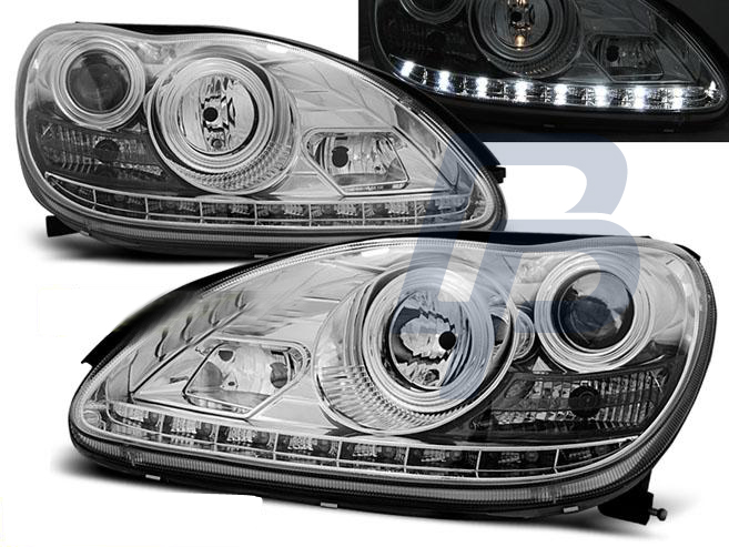 HEADLIGHTS MERCEDES W220 S-CLASS 09.98-05.05 DAYLIGHT CHROME - 2