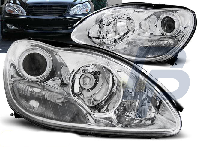 HEADLIGHTS MERCEDES W220 S-CLASS 09.98-02 CHROME XENON