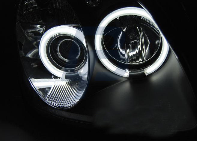 HEADLIGHTS MERCEDES R170 SLK 04.96-04 ANGEL EYES CCFL BLACK - 2