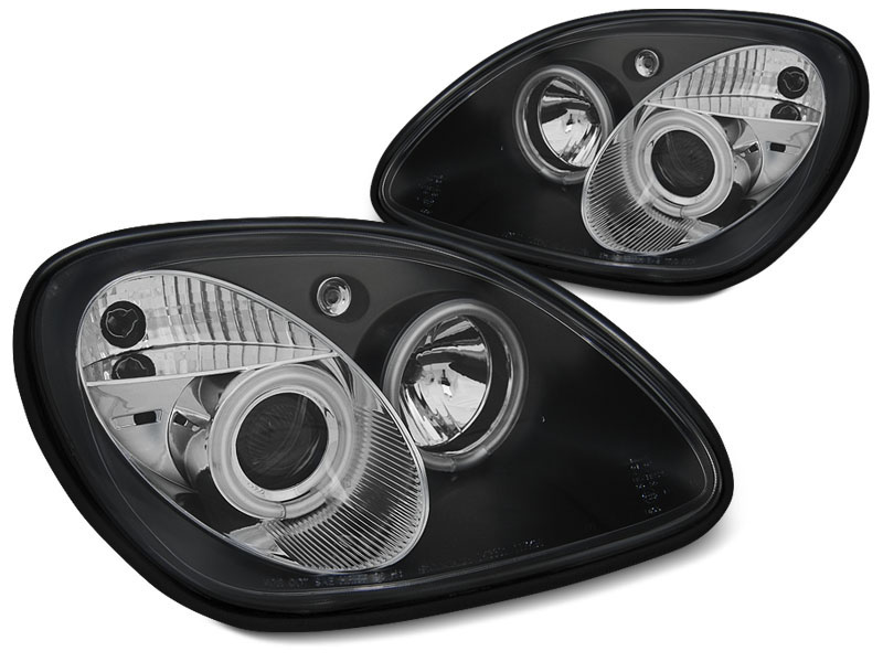 HEADLIGHTS MERCEDES R170 SLK 04.96-04 ANGEL EYES CCFL BLACK