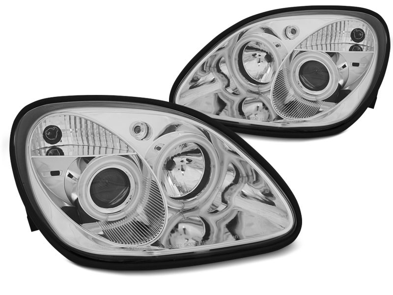 HEADLIGHTS MERCEDES R170 SLK 04.9604 ANGEL EYES CCFL CHROME bluepower.se