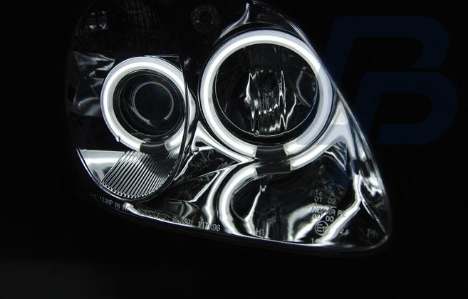 HEADLIGHTS MERCEDES R170 SLK 04.96-04 ANGEL EYES CCFL CHROME - 2