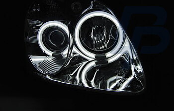 HEADLIGHTS MERCEDES R170 SLK 04.96-04 ANGEL EYES CCFL CHROME