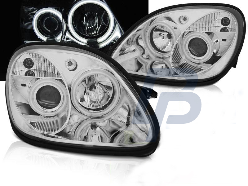 HEADLIGHTS MERCEDES R170 SLK 04.96-04 ANGEL EYES CCFL CHROME - 4