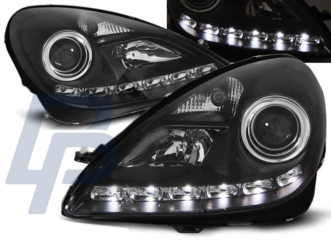 HEADLIGHTS MERCEDES R171 SLK 04-11 DAYLIGHT BLACK - 2