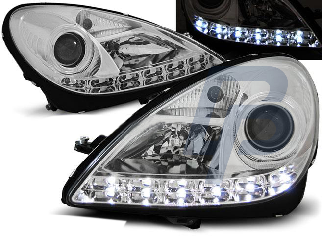 HEADLIGHTS MERCEDES R171 SLK 04-11 DAYLIGHT CHROME - 2