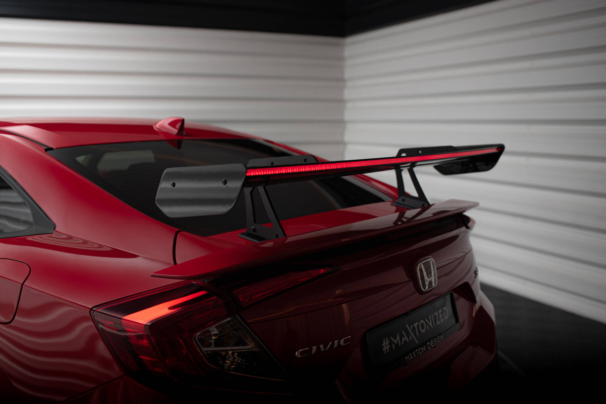 CARBON SPOILER WITH UPPER SWAN MOUNTING + LED SUITABLE FOR HONDA CIVIC SI MK10 – MAXTON DESIGN - 5