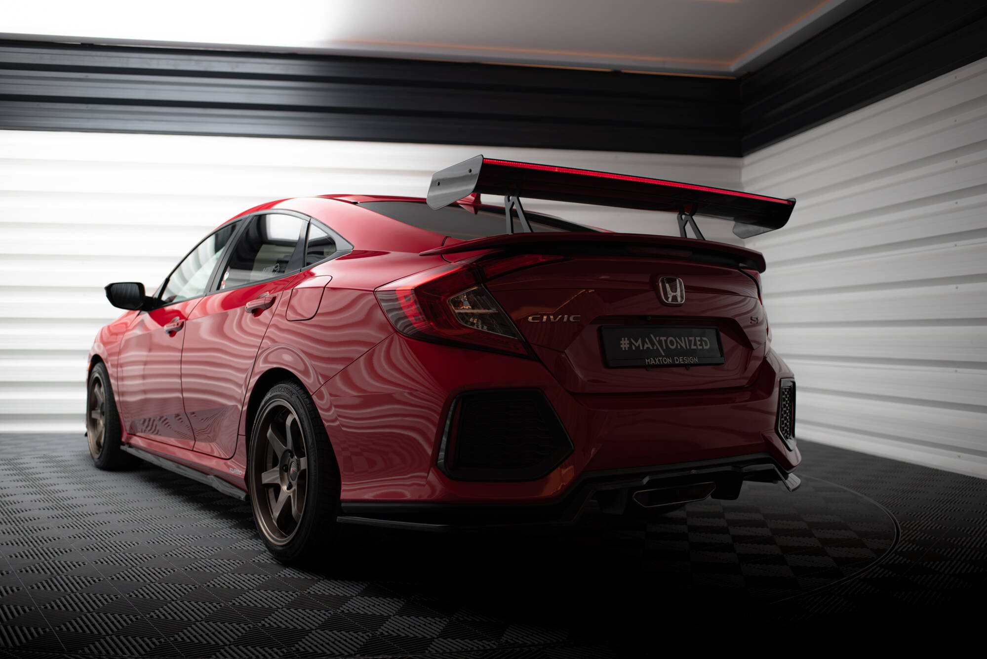 CARBON SPOILER WITH UPPER SWAN MOUNTING + LED SUITABLE FOR HONDA CIVIC SI MK10 – MAXTON DESIGN - 12