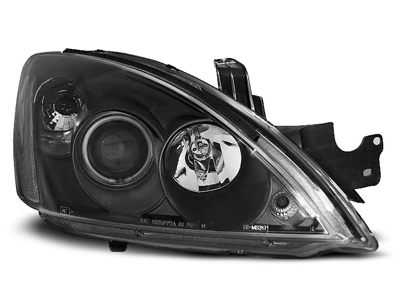 HEADLIGHTS MITSUBISHI LANCER 7 04-07 ANGEL EYES BLACK