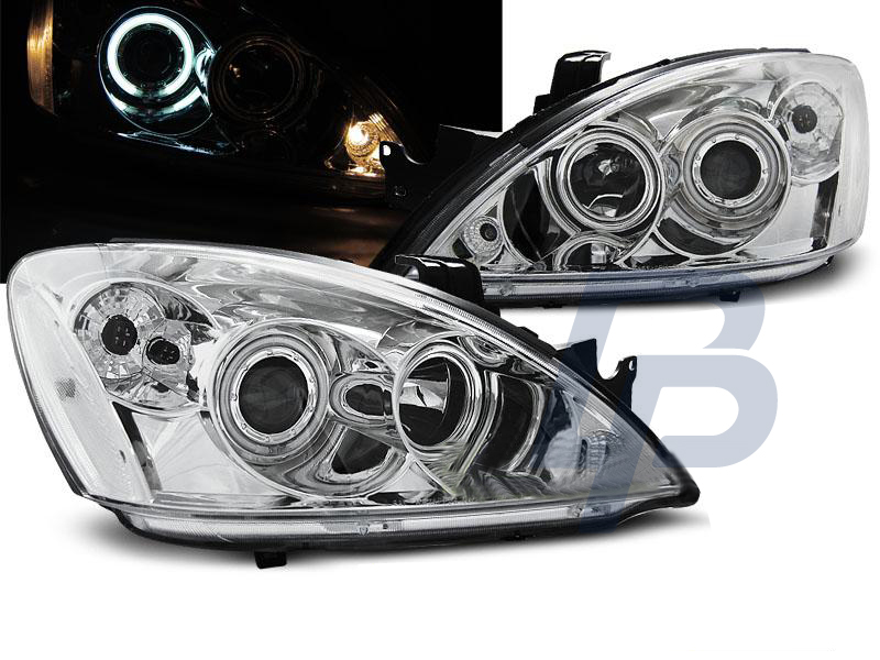 HEADLIGHTS MITSUBISHI LANCER 7 04-07 ANGEL EYES CHROME - 4