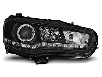 HEADLIGHTS MITSUBISHI LANCER 8 08- DAYLIGHT BLACK