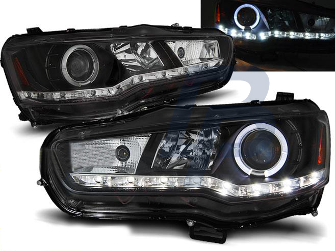 HEADLIGHTS MITSUBISHI LANCER 8 08- DAYLIGHT BLACK - 2