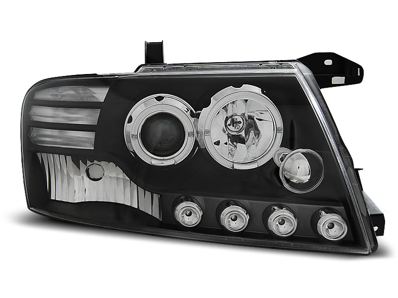 HEADLIGHTS MITSUBISHI PAJERO V60 01-06 ANGEL EYES BLACK