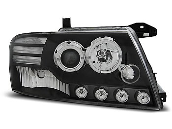 HEADLIGHTS MITSUBISHI PAJERO V60 01-06 ANGEL EYES BLACK