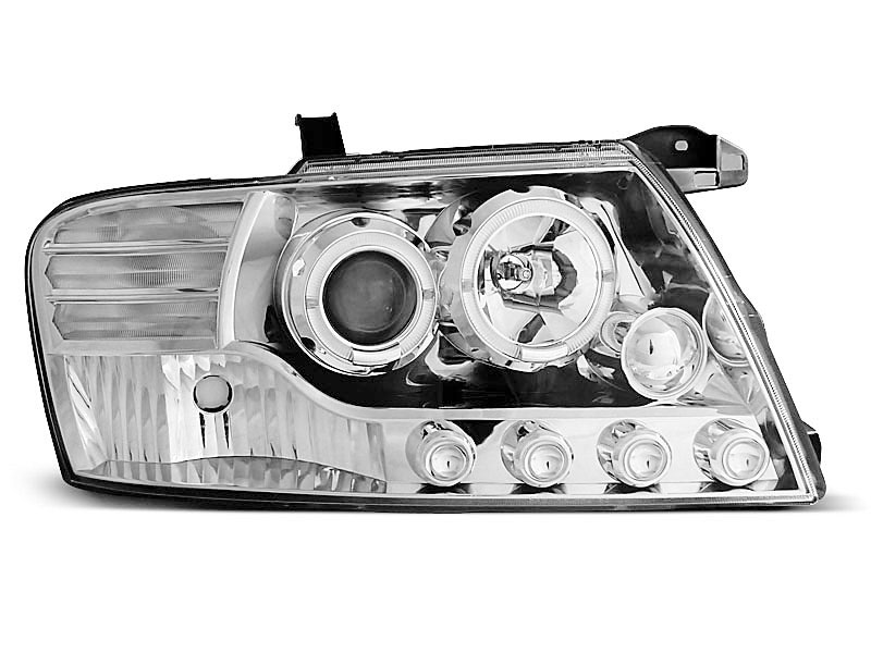 HEADLIGHTS MITSUBISHI PAJERO V60 01-06 ANGEL EYES CHROME