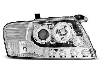 HEADLIGHTS MITSUBISHI PAJERO V60 01-06 ANGEL EYES CHROME