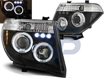 HEADLIGHTS NISSAN NAVARA D40/PATHFINDER 05-10 ANGEL EYES BLACK