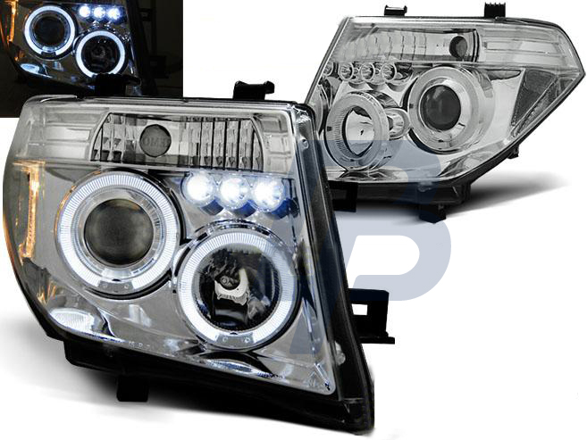 HEADLIGHTS NISSAN NAVARA D40/PATHFINDER 05-10 ANGEL EYES CHROME - 2