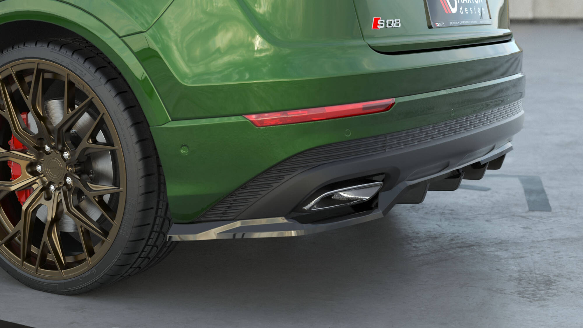 Rear Splitter (Vertical Bars) Audi Q8 Mk1 Facelift - 3